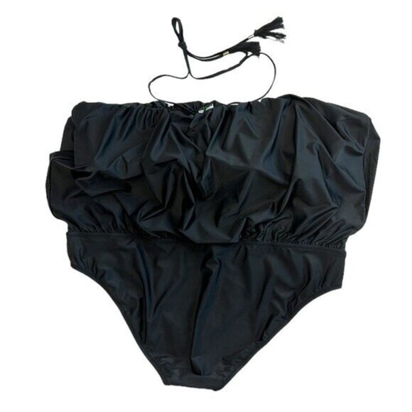 J. Crew Draped Blouson One Piece Swimsuit Women's Plus 24 Black New Halter - Picture 4 of 15